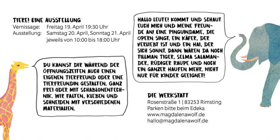 Ausstellung Magdalena und Margarita Wolf - Tiere Daten